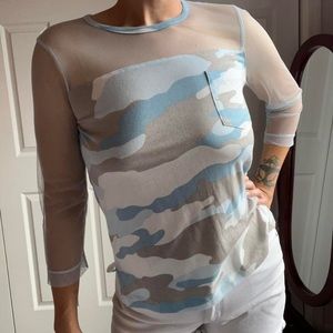 DKNY Light Blue Camo Top Size S